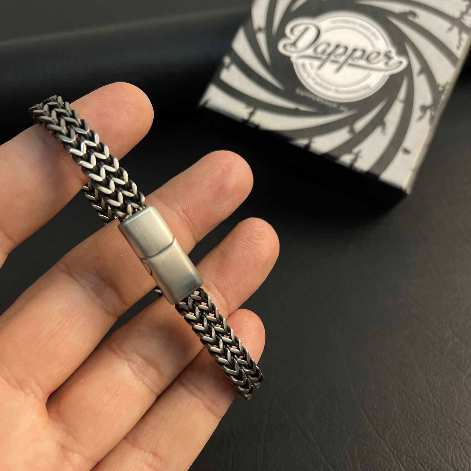 Antique Silver Foxtail Chain Bracelet for Men - 7mm